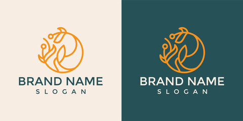 modern and abstract flower monoline logo designs