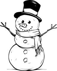 snowman vector illustration black and white