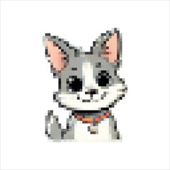 Fototapeta premium Pixel icons of wonderful cute doggies. Little shaggy puppies. Fun friends for you and your family