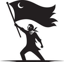 Protester waving flag vector,