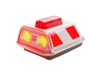 3D Ambulance Emergency Light Glowing Red Isolated, PNG