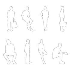 8 png silhouettes of people in sitting postures and standing	
