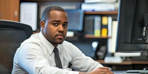 Obraz premium A security officer monitoring surveillance cameras in a control room