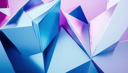 Obraz premium Abstract geometrical shapes featuring bright blue and pink colors