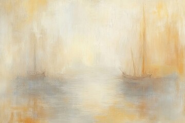 Misty morning harbor scene