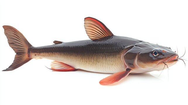 Asian redtail catfish on White background
