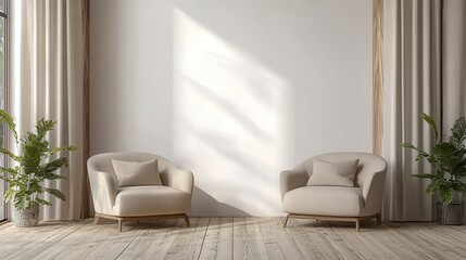 Minimalist living room with two armchairs