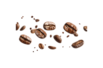 Floating Coffee Beans - Transparent Background
