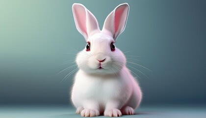 Obraz premium white rabbit on a green background