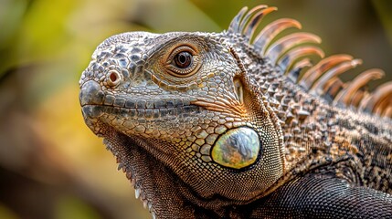Fototapeta premium a green iguana in the wild 