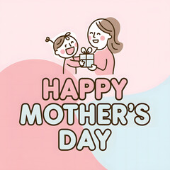 Cute illustration of a child gifting a present to mom for Happy Mother's Day. A heartwarming illustration of a child giving a gift to a mother.