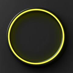 A Luminous Circle: Modern Design with Vibrant Yellow Neon Light on a Dark Background - Futuristic and Minimalist.