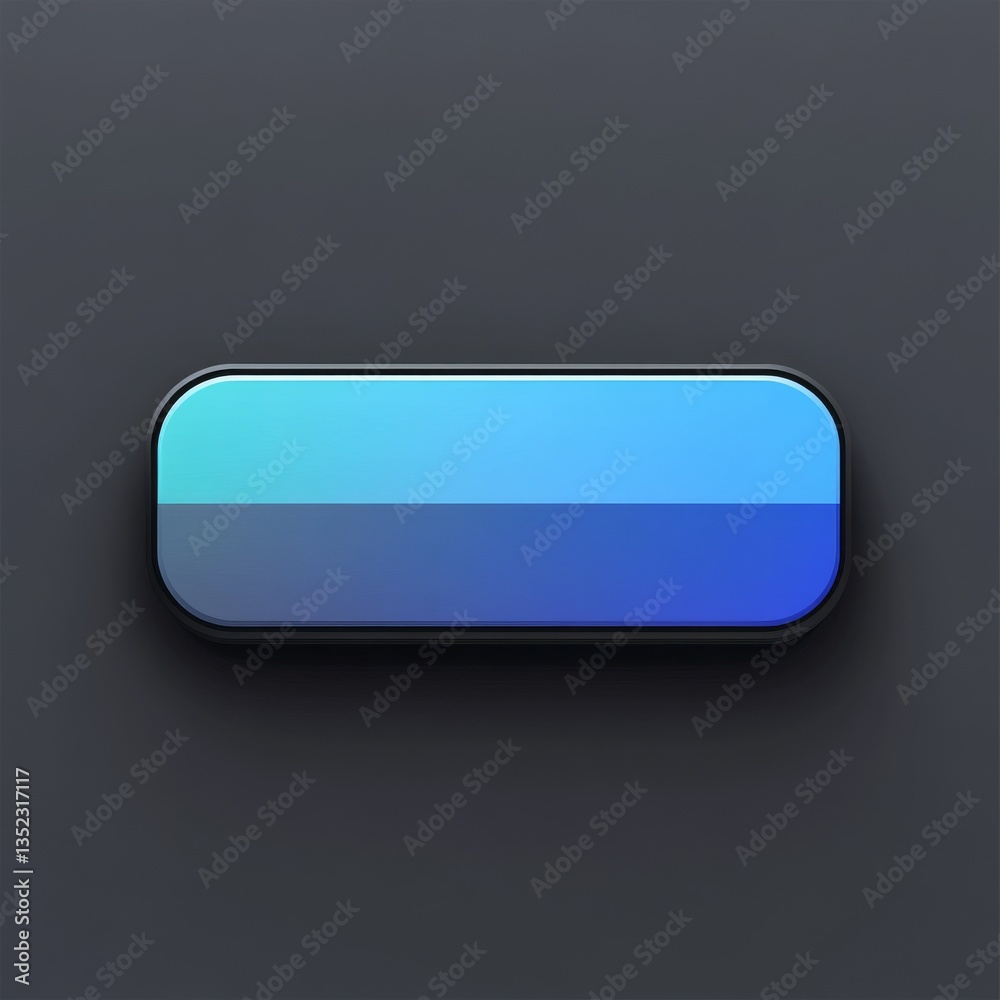 Leinwandbilder gradient blue rectangular button: modern ui element on a dark gray background, web interface design