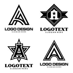 Letter A logo designs with different styles
