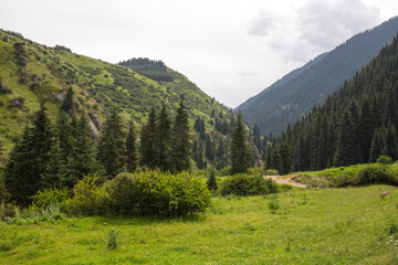 Altyn-Arashan high-mountain gorge in Kyrgyzstan