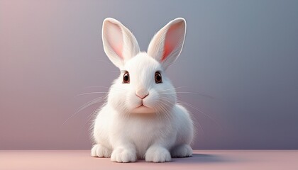Fototapeta premium white rabbit on white background