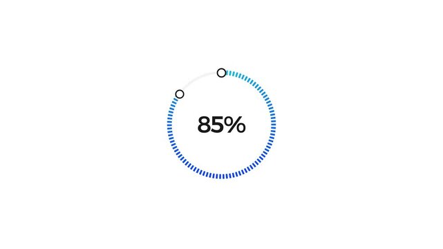 85% number circle loading pie chart icon modern design animation, on white background 4K video.