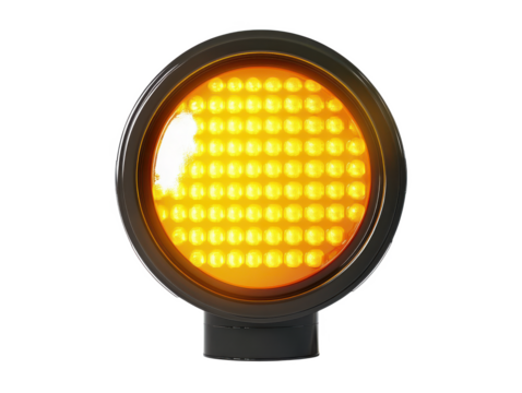 3D Blinking Yellow Caution Signal isolated, PNG