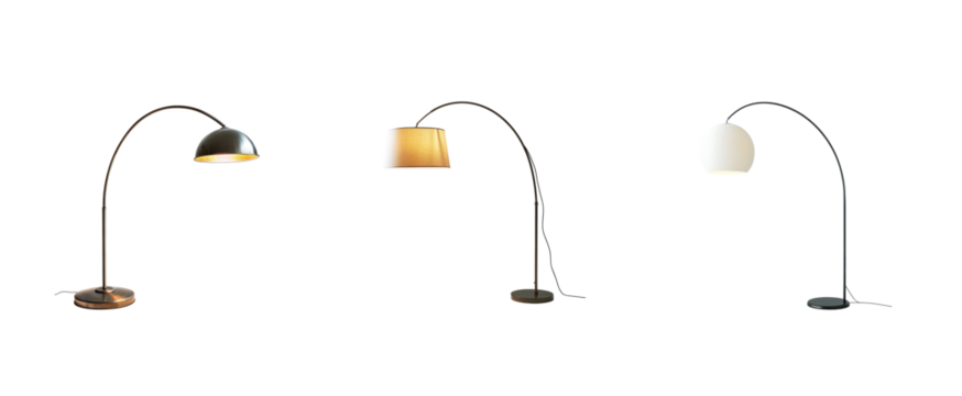 Collection of Arc Floor Lamp isolate on transparency background