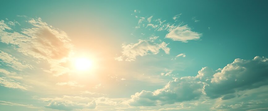 Sunny Sky with Fluffy Clouds