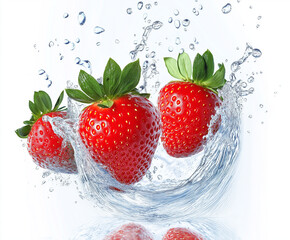 strawberry in water splash
