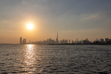Naklejka premium Downtown Dubai at Sunset