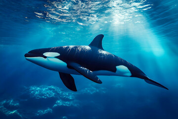 Obraz premium Killer whale swimming underwater