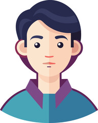 Vector Avatar of Young Man with Dark Hair, Flat vector illustration of a young man with dark hair, ideal for use as a profile icon or digital identity graphic.
