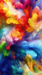 A vibrant abstract explosion of colorful brush stroke details