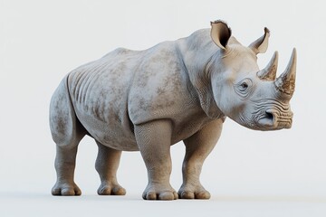 Fototapeta premium White rhino, standing, wildlife, studio shot, conservation