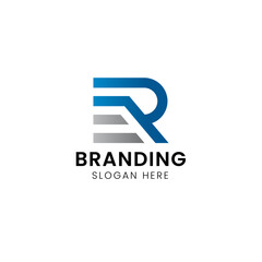 Letter RE or RF typography logo. 