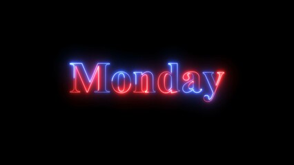Abstract glowing neon light Monday text background illustration 4k resolution.