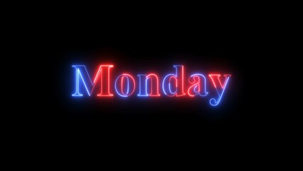 Abstract glowing neon light Monday text background illustration 4k resolution.