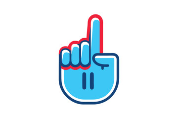 Obraz premium Number One Finger Symbol. Blue Foam Hand with Red Outline. Upward Pointing Hand