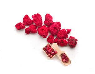 flowers and pomegranate seeds