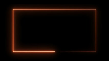 Abstract glowing fire neon frame rectangle icon background 4k illustration.