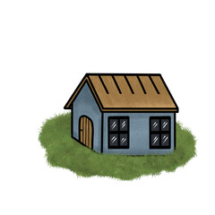 house with grass illustration