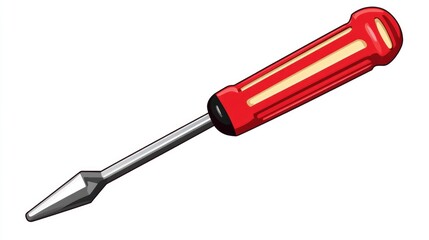 Fototapeta premium Red and Silver Screwdriver with a Pointed Tip
