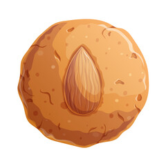 Delicious almond cookies in close-up. The concept of confectionery, cakes, pastries, cooking, confectionery. Isolated vector illustration for the design of menus, posters, banners, covers
