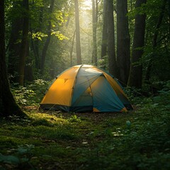 camping in the forest