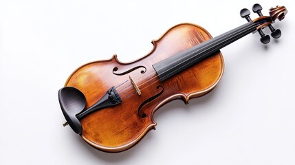 Fototapeta premium Vintage Wooden Violin on White Background