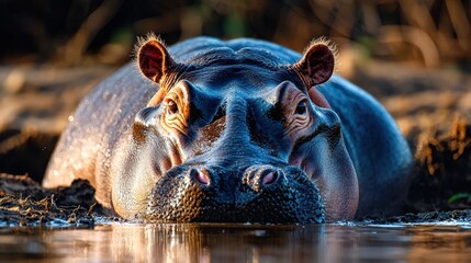 Fototapeta premium a hippopotamus in the water 
