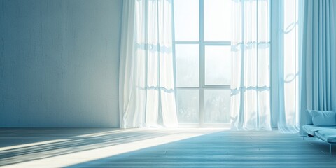 Obraz premium a nice blue sofa and a large window 