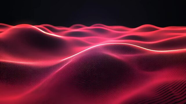 Abstract landscape featuring flowing red waves under soft lighting, creating a surreal atmosphere