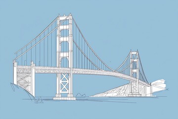 Fototapeta premium Golden Gate Bridge Line Art.