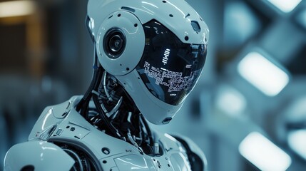 Fototapeta premium a robot with a futuristic design and a helmet on 