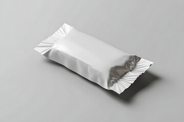 White Glossy Flow Pack on a Gray Surface for Mockups and Design Presentations