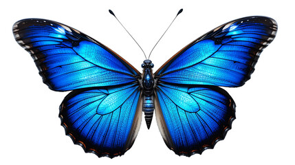 Fototapeta premium Realistic 3D Blue Butterfly with Detailed Wings and Soft Shadows on White Background
