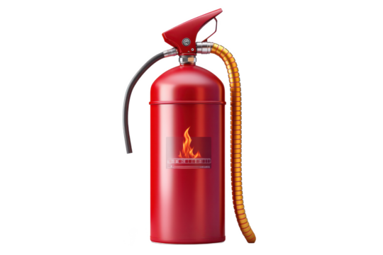 3D Fire Extinguisher Icon with Realistic Details Isolated on White Transparent Background
