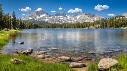 Scenic Landscape of Haviland Lake Under Bright Sunny Weather